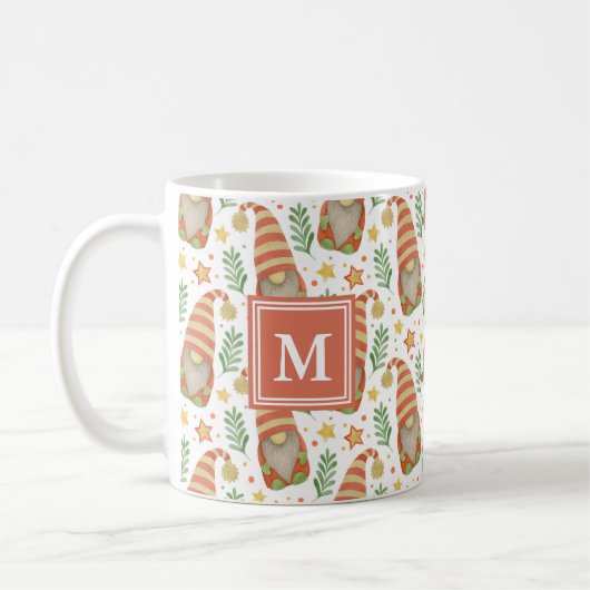Waterverf Scandinavische Kabouter Monogram Kerstmi Koffiemok (Links)