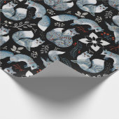 Waterverf Scanidnavian Nordic Fox op Black Cadeaupapier (Hoek)