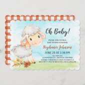 Waterverf Schaap Baby shower Boerderij Uitnodiging (Voorkant / Achterkant)