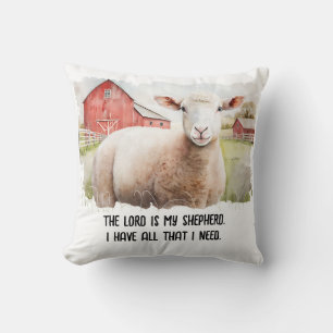 Waterverf Schaap met religieus citaat Kussen