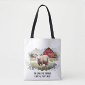 Waterverf Schaap met religieus citaat Tote Bag (Voorkant)