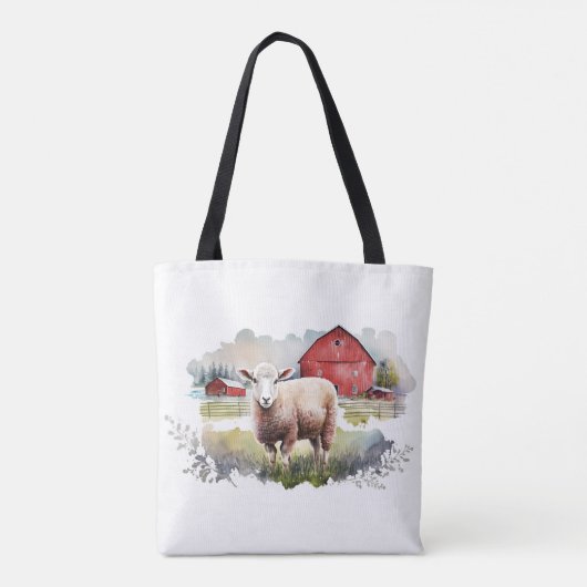 Waterverf Schaap met religieus citaat Tote Bag (Achterkant)