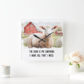 Waterverf Schaap met religieus citaat Vierkante Klok (Huis)