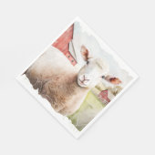 Waterverf schaap met rode schuur servet (Hoek)