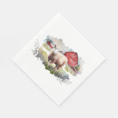 Waterverf schaap met rode schuur servet (Hoek)