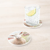 Waterverf schaap met rode schuur zandsteen onderzetter (Zijkant)