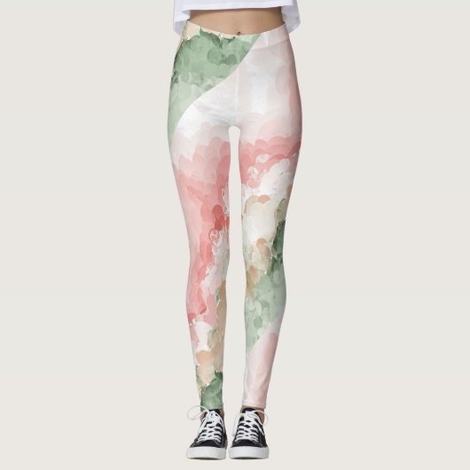 Waterverf schaduw rood groen wit driekleur Legging (Voorkant)