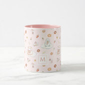 Waterverf Schapen Pinguïn Desserts Roze Monogram Mok (Midden)