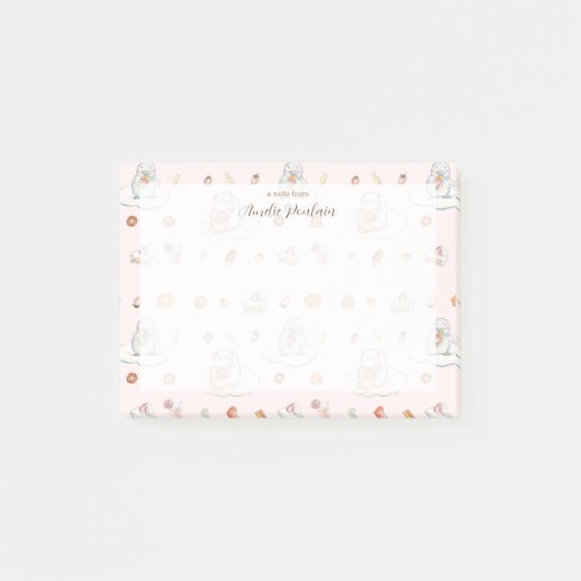 Waterverf schapen & pinguïn snoepjes droom | Roze Post-it® Notes (Voorkant)