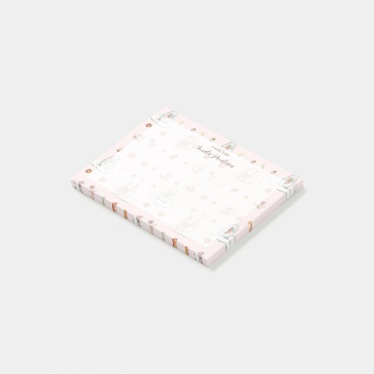 Waterverf schapen & pinguïn snoepjes droom | Roze  Post-it® Notes (Schuin)