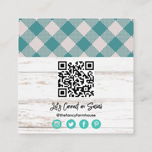 Waterverf Schapenboerderij Floral QR-code Vierkante Visitekaartje (Achterkant)