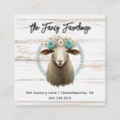Waterverf Schapenboerderij Floral QR-code Vierkante Visitekaartje (Voorkant)