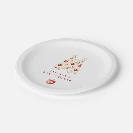 Waterverf schattig Apple Romper Baby shower Papieren Bordje (Gekanteld)