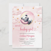 Waterverf schattig baby panda meisje baby shower kaart (Voorkant)