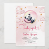 Waterverf schattig baby panda meisje baby shower kaart (Voorkant / Achterkant)
