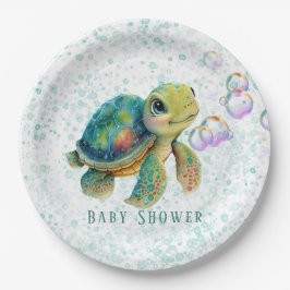 Waterverf Schattig Baby shower met schroefblokken Papieren Bordje