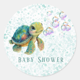 Waterverf Schattig Baby shower met schroefblokken Ronde Sticker