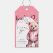 Waterverf schattig beer Baby shower Dank u Cadeaulabel (Voorkant)