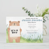 Waterverf schattig Beer Het is een Boy Baby shower Kaart (Staand voorkant)