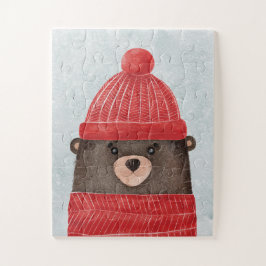 Waterverf schattig beer. Kerstbos Legpuzzel