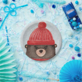 Waterverf schattig beer. Kerstbos Papieren Bordje (Feest)