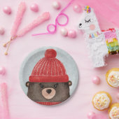 Waterverf schattig beer. Kerstbos Papieren Bordje (Feest)