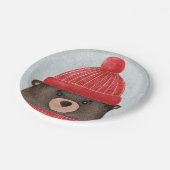 Waterverf schattig beer. Kerstbos Papieren Bordje (Gekanteld)