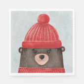 Waterverf schattig beer. Kerstbos Servet (Voorkant)