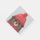 Waterverf schattig beer. Kerstbos Servet (Hoek)