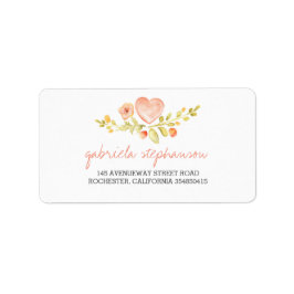 waterverf schattig bloemenhart etiket