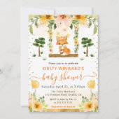 Waterverf Schattig Bloemig Vos Babyshower Kaart (Voorkant)