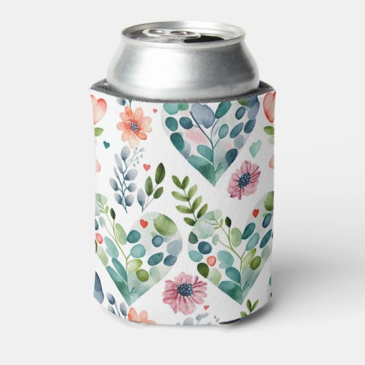 Waterverf schattig bloesbloesem blikjeskoeler (Blikje Achterkant)