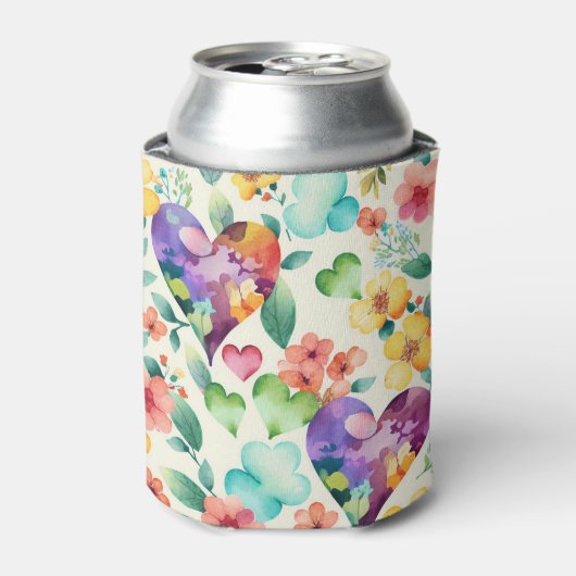 Waterverf schattig bloesbloesem blikjeskoeler (Blikje Voorkant)