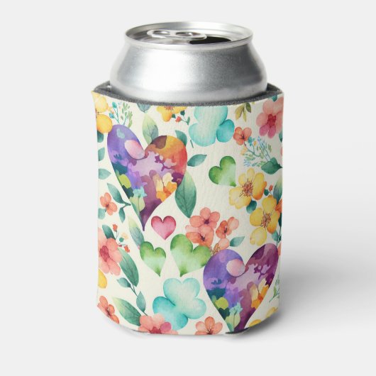 Waterverf schattig bloesbloesem blikjeskoeler (Blikje Achterkant)