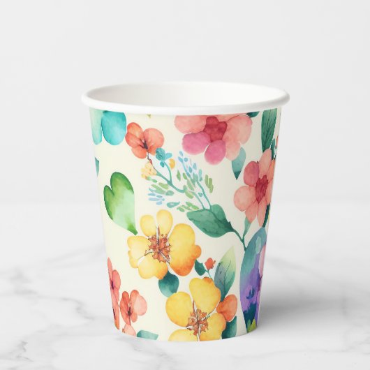 Waterverf schattig bloesbloesem papieren bekers (Achterkant)