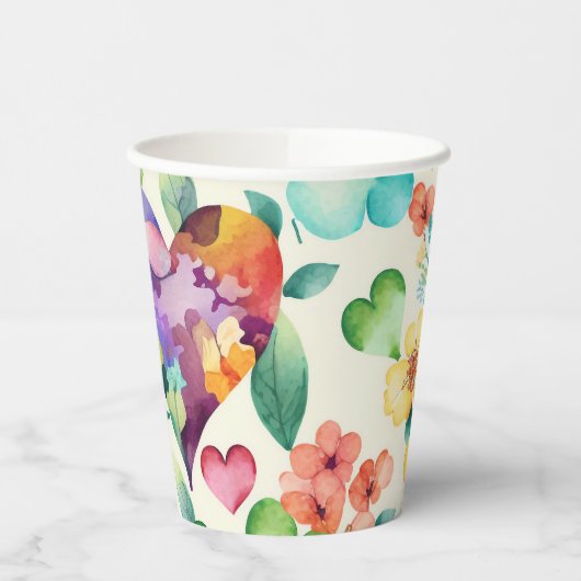 Waterverf schattig bloesbloesem papieren bekers (Links)