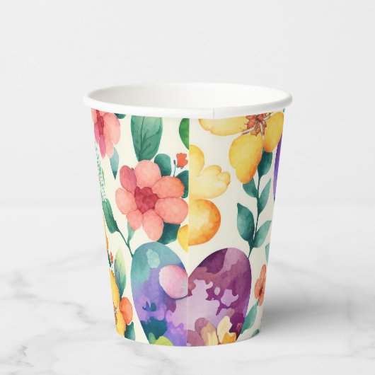 Waterverf schattig bloesbloesem papieren bekers (Rechts)