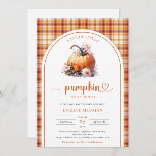 Waterverf schattig Een lief klein pompoen herfst p Kaart (Voorkant / Achterkant)