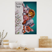 Waterverf schattig en helder wild dier#6 poster (Keuken)