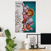 Waterverf schattig en helder wild dier#6 poster (Thuiskantoor)