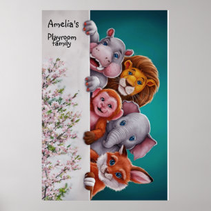 Waterverf schattig en helder wild dier#6 poster