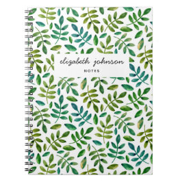 Waterverf schattig groen botanisch patroon notitieboek