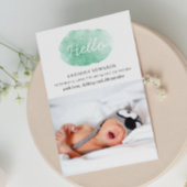 Waterverf schattig groen. Genderneutrale geboorte Aankondiging