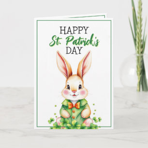 Waterverf Schattig Groene Konijn St. Patrick's Dag Kaart