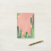 Waterverf schattig groene roze cactus. Succulenten Post-it® Notes (Op bureau)