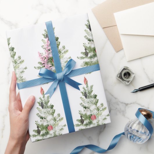 Waterverf schattig kerstboom inpakpapier (Geschenken)