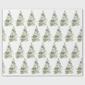 Waterverf schattig kerstboom inpakpapier (Vlak)