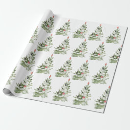Waterverf schattig kerstboom inpakpapier