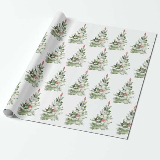 Waterverf schattig kerstboom inpakpapier (Uitgerold)