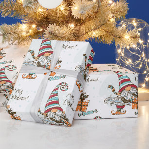 Waterverf Schattig Klein Kerst Elf Kabouter Cadeaupapier